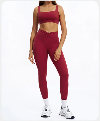 SWELTERING 2PCS Yoga Set Fitness Gym Tracksuit Sportswear Women Workout Outfits High Waist Leggings Sports Bra Athletic Wear