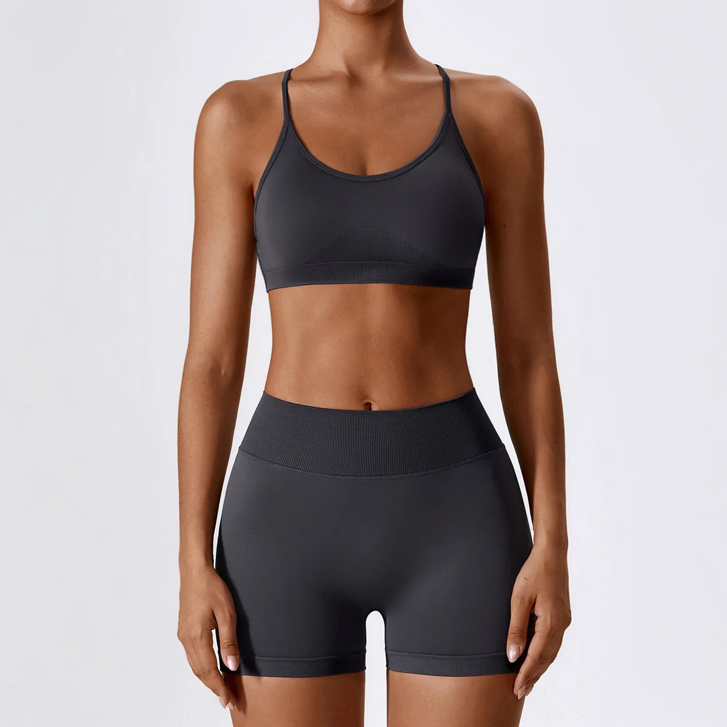 Seamless Yoga Set Gym Suits With Shorts Crop Top Sexy Bra Women's Pants 2 Pieces Set Running Workout Outfit Fitness Clothing