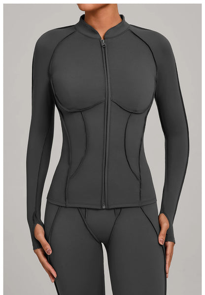 SWELTERING Women Yoga Shirts Sports Jacket Zip Fitness Long Sleeve Workout Cycling Shirts Gym Quick Dry Outdoor Top Sportswear