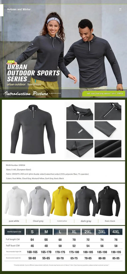 #9895-XIYU High Quality Autumn Men Long Sleeved T-shirt Fashion Sport Round Collar Fitness Running Breathability Training Men