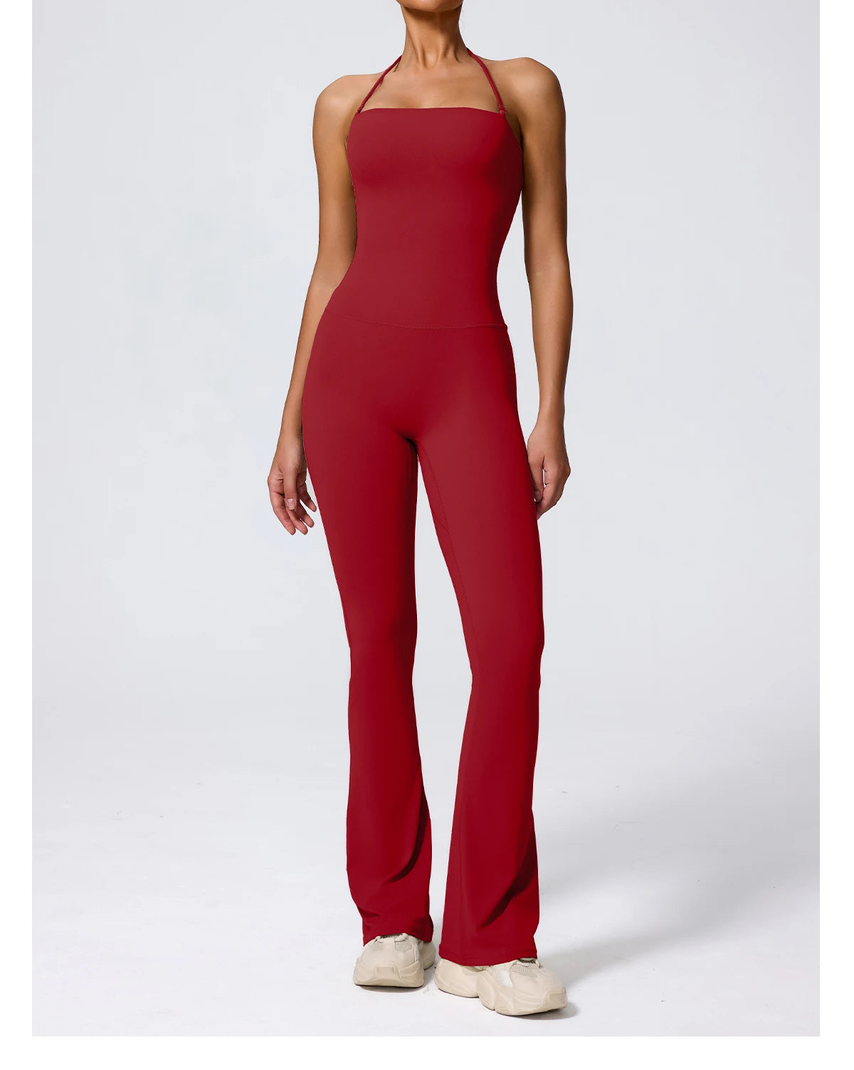 New Summer Women Sleeveless Hang Neck Jumpsuit Backless Flared Activewear Female Yoga Clothes Sport Outfit For Woman Overalls