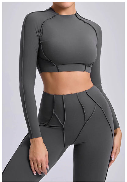 Long Sleeve Gym Shirts Sport Top Fitness Yoga Clothes for Women Active Wear Sports Shirt Elastic Fitness Yoga Running Shirts