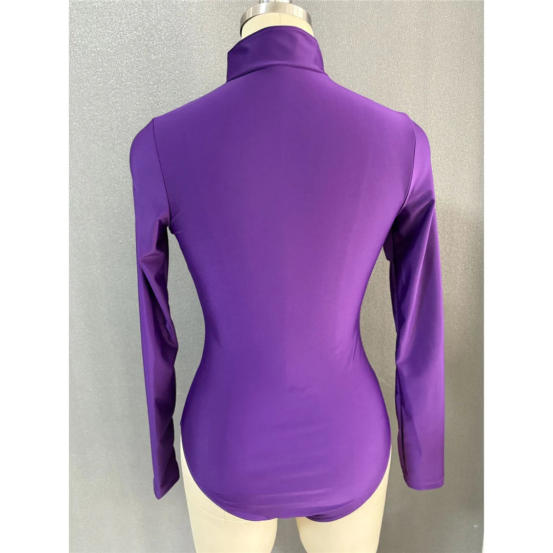 S - 2XL 4 Colors Long Sleeve With Zipper Surf Rash Guard One Piece Swimsuit Women Swimwear Female Bather Bathing Suit Swim V6266