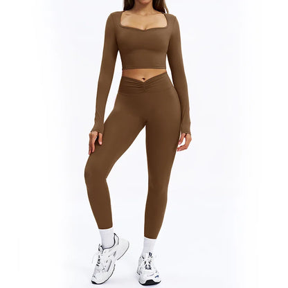 SWELTERING 2PCS Yoga Set Fitness Gym Tracksuit Sportswear Women Workout Outfits High Waist Leggings Sports Bra Athletic Wear