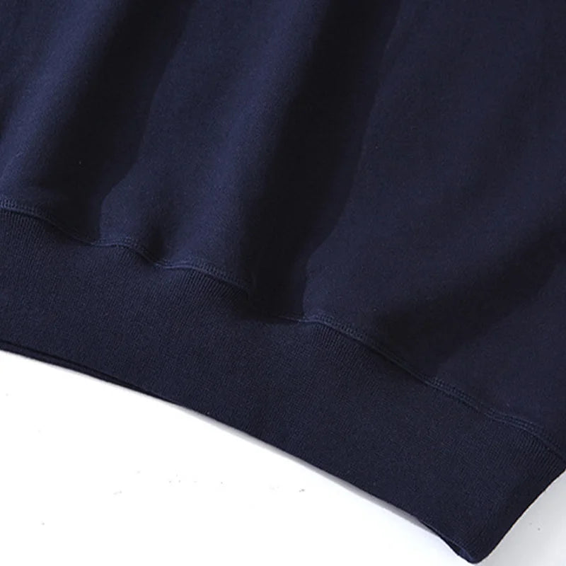 Men's Amekaji 490g Heavyweight French Terry Sweatshirt - Solid Color Crew Neck Pullover Kangaroo Pocket Thick Hoodie