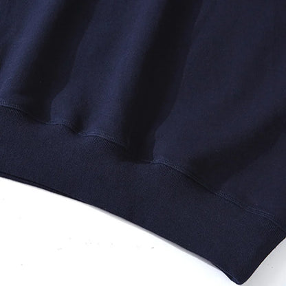 Men's Amekaji 490g Heavyweight French Terry Sweatshirt - Solid Color Crew Neck Pullover Kangaroo Pocket Thick Hoodie