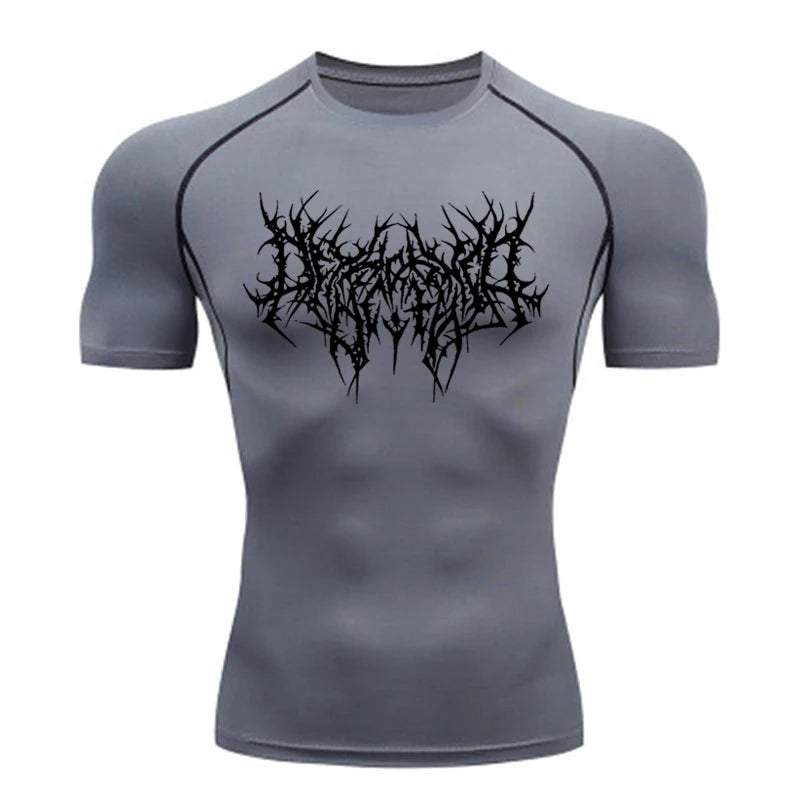 Short Sleeve Revena™ "Abstract Thorn" Pattern Elastic Compression Shirt (UNFINISHED)