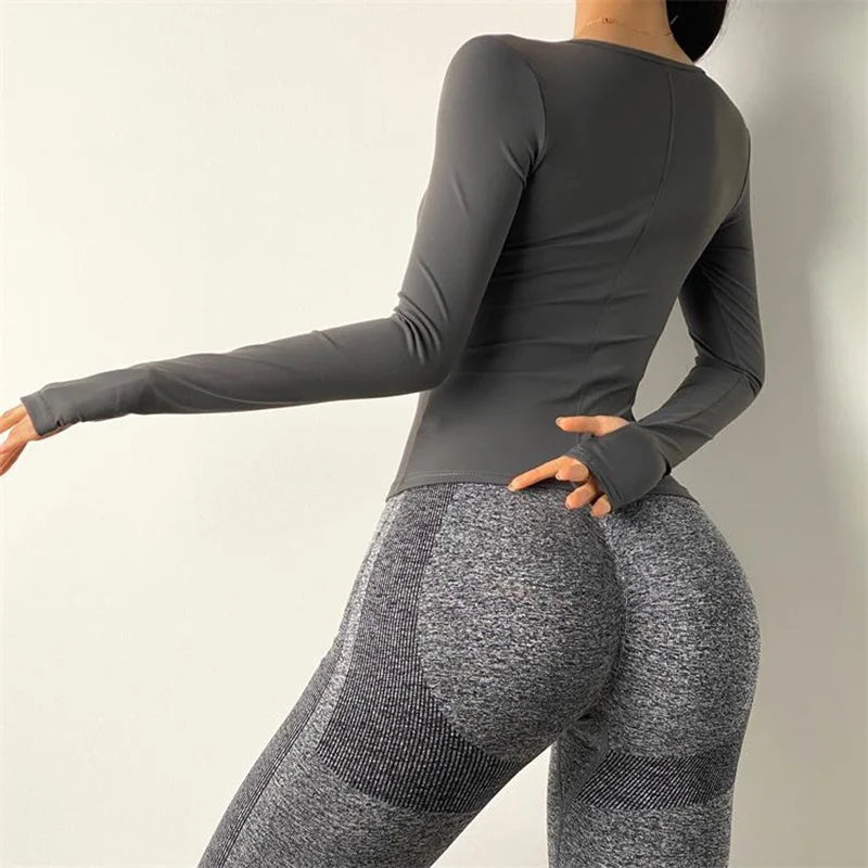 Cloud Hide SEXY Zipper Sports Jacket for Women Long Sleeve Black Yoga Shirt Gym Fitness Coat Running Autumn Winter Workout Top