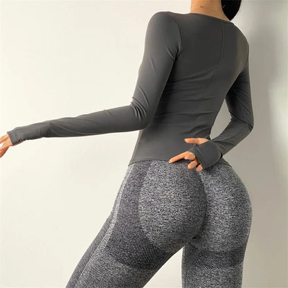 Cloud Hide SEXY Zipper Sports Jacket for Women Long Sleeve Black Yoga Shirt Gym Fitness Coat Running Autumn Winter Workout Top