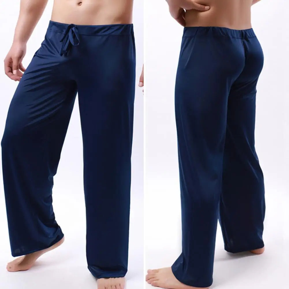 Men Yoga Pants Low Waist Drawstring Straight Loose Pajama Pants Thin Sports Comfortable Elastic Waist Men Sports Trousers
