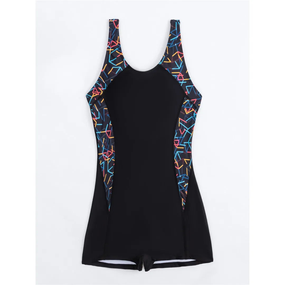 S - XXL 2026 New Printed Splicing One Piece Swimsuit Women Swimwear Female Backless Padded Shorts Bather Bathing Suit Swim V7770