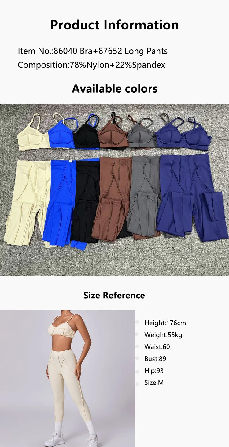 Hearuisavy 2025 New Style 2Pcs Sports Suit Women Workout Bra Suit Running Gym High Waist Legging Quick Dry Tight Yoga Clothing