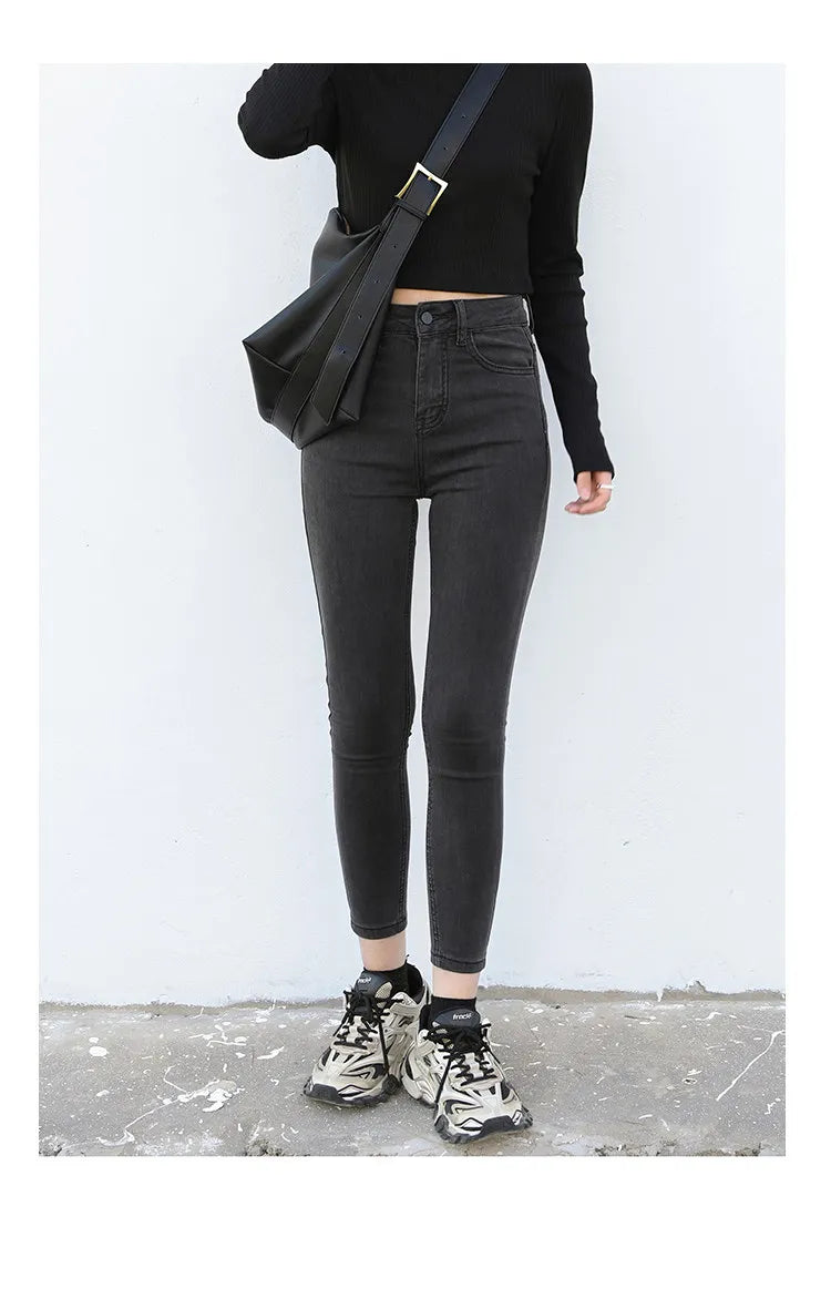 CHIC VEN Women Jeans Solid Slim Retro High Waisted Small Leg Denim Pant Skinny Pant Spring Autumn 2026