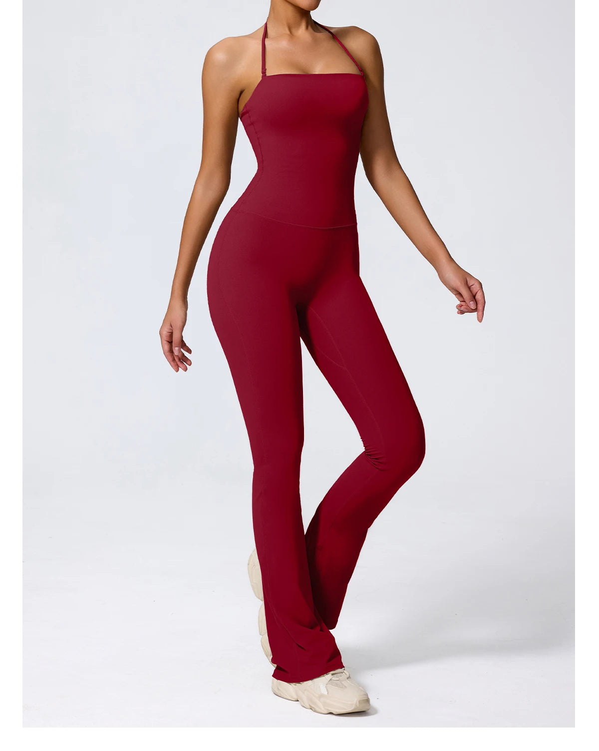 New Summer Women Sleeveless Hang Neck Jumpsuit Backless Flared Activewear Female Yoga Clothes Sport Outfit For Woman Overalls