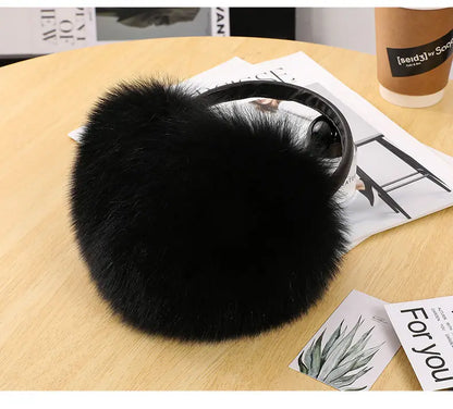 New Arrival Women 100% Real Fox Fur Ear Cover Plush Genuine Fox Fur Earmuff Winter Lady Big Pompoms Fox Fur Fluffy Earmuffs Warm