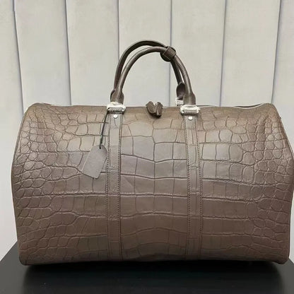 Authentic exotic crocodile belly leather men's large travel handbag real crocodile leather men's fashion luxury shoulder bag