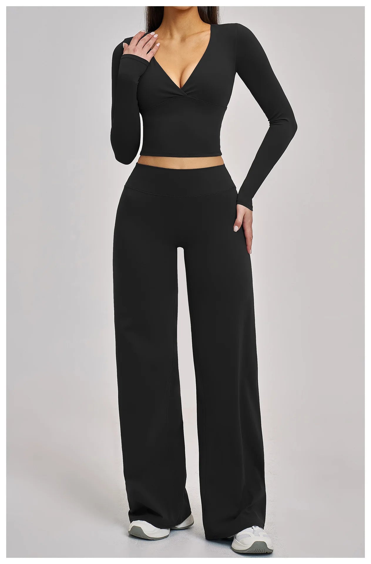 2PCS Yoga Set Women Tracksuits Workout Outfits Sportswear Gym Clothing Female Fitness Long Sleeve High Waist Leggings Yoga Suit
