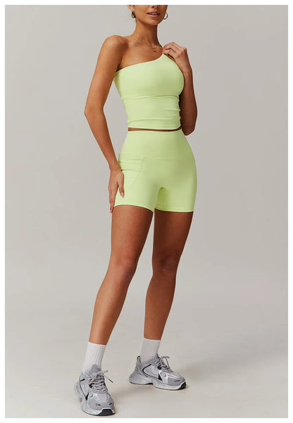 Custom LOGO women's quick-drying waist shaping yoga casual outer wear running cycling fitness sports two-piece set