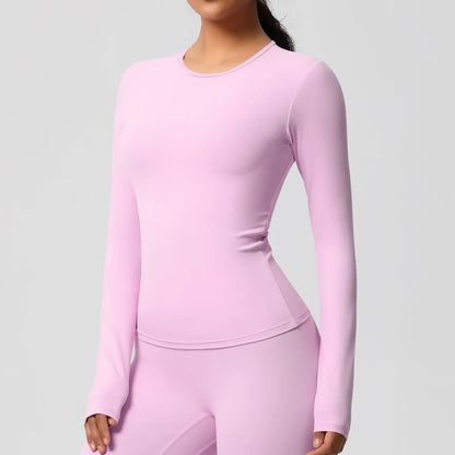 SWELTERING Women Yoga T-shirts Sports Top Long Sleeve Gym Workout Running Shirts Exposed Navel Quick Dry Fitness Gym Sport Wear