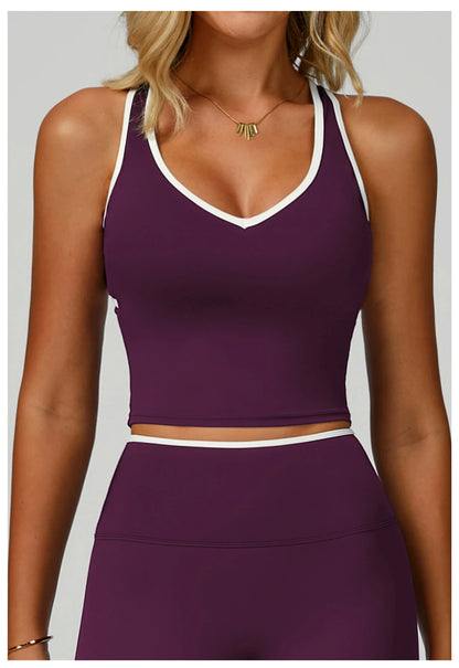 Color Block Sport Bra Yoga Vest Women high strength Tight Top Comprehensive Training Gym Workout Yoga Underwear With Chest Pad