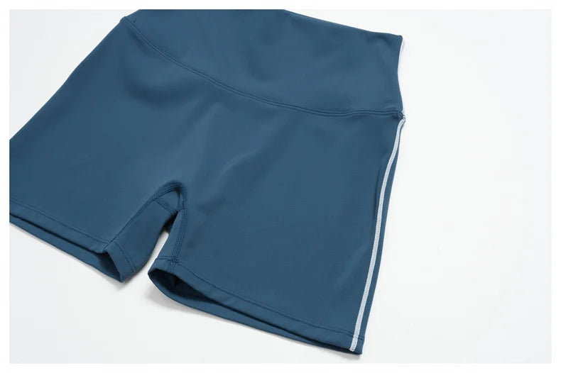 TRY TO BN 2 Pieces Women's Tracksuit Yoga Short Sleeves Top Sets High Waist Shorts Contrasting Color Running Fitness Gym Clothes