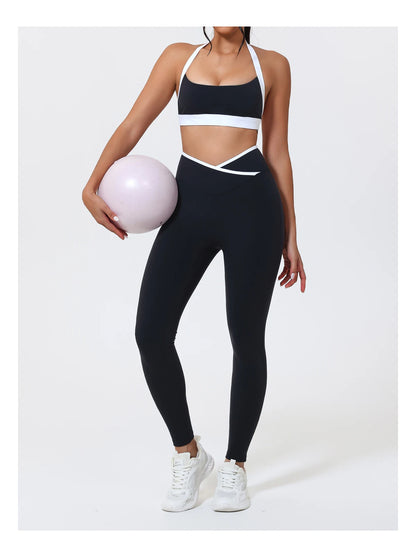 Ctenkevet Women's Color Clash Crop Top Quick-Dry Gym Bra Female Sleeveless Backless Sports Underwear for Outdoor Running CropTop