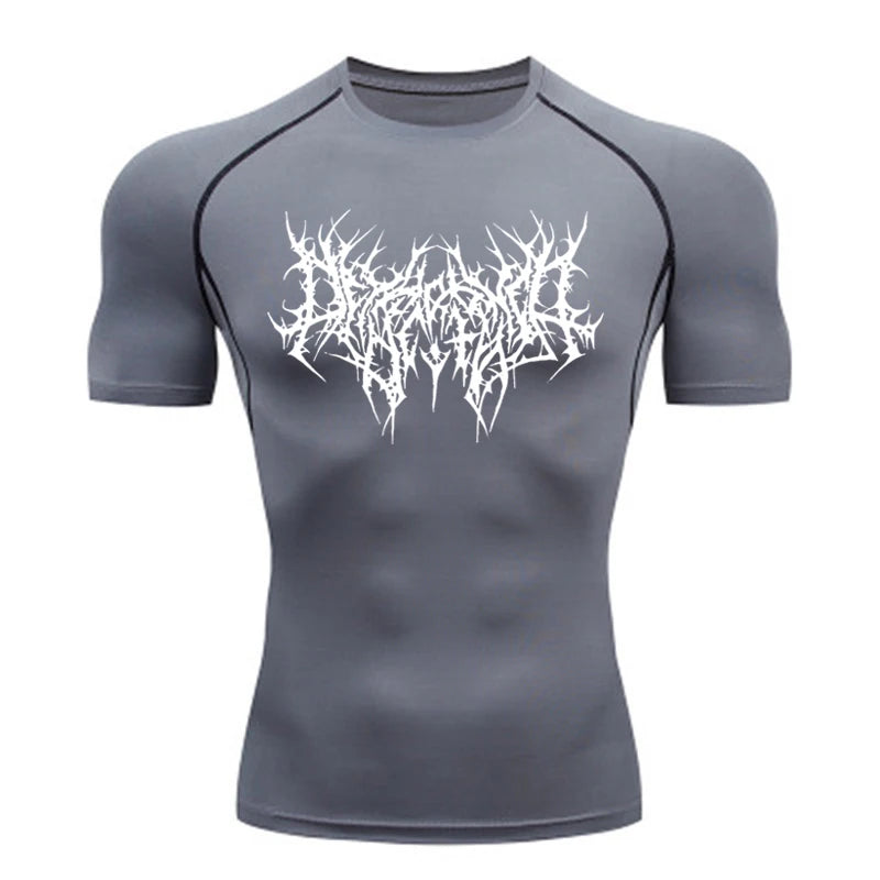Short Sleeve Revena™ "Abstract Thorn" Pattern Elastic Compression Shirt (UNFINISHED)