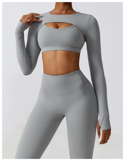 Customized LOGO women's autumn and winter tight yoga clothes quick-drying sports and thin fitness clothes three-piece set