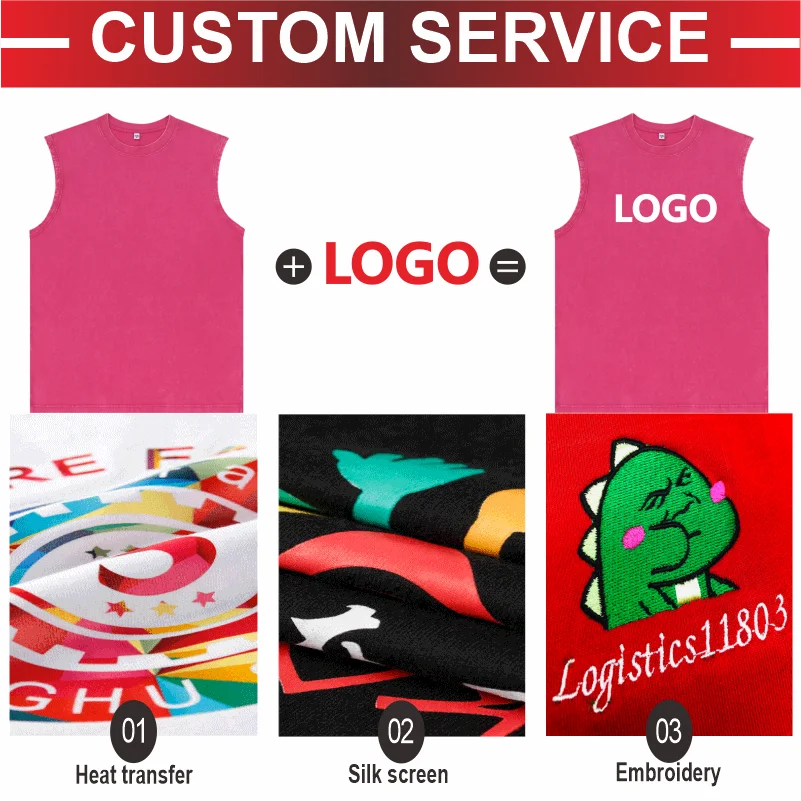Customized Vest Street Fashion Sleeveless T-shirt Embroidery Logo 100% Cotton Shirt Printing Brand Sleeveless Vest Design