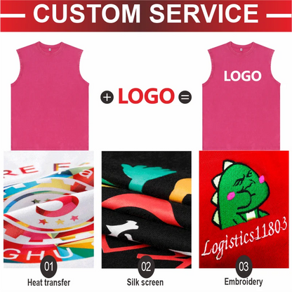 Customized Vest Street Fashion Sleeveless T-shirt Embroidery Logo 100% Cotton Shirt Printing Brand Sleeveless Vest Design