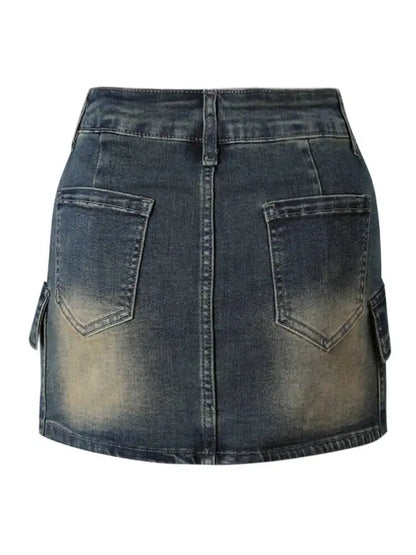 DEAT Fashion Slim-fit Anti-exposure A-line Skirt Women's High-waisted Bodycon Denim Mini Skirts Summer New