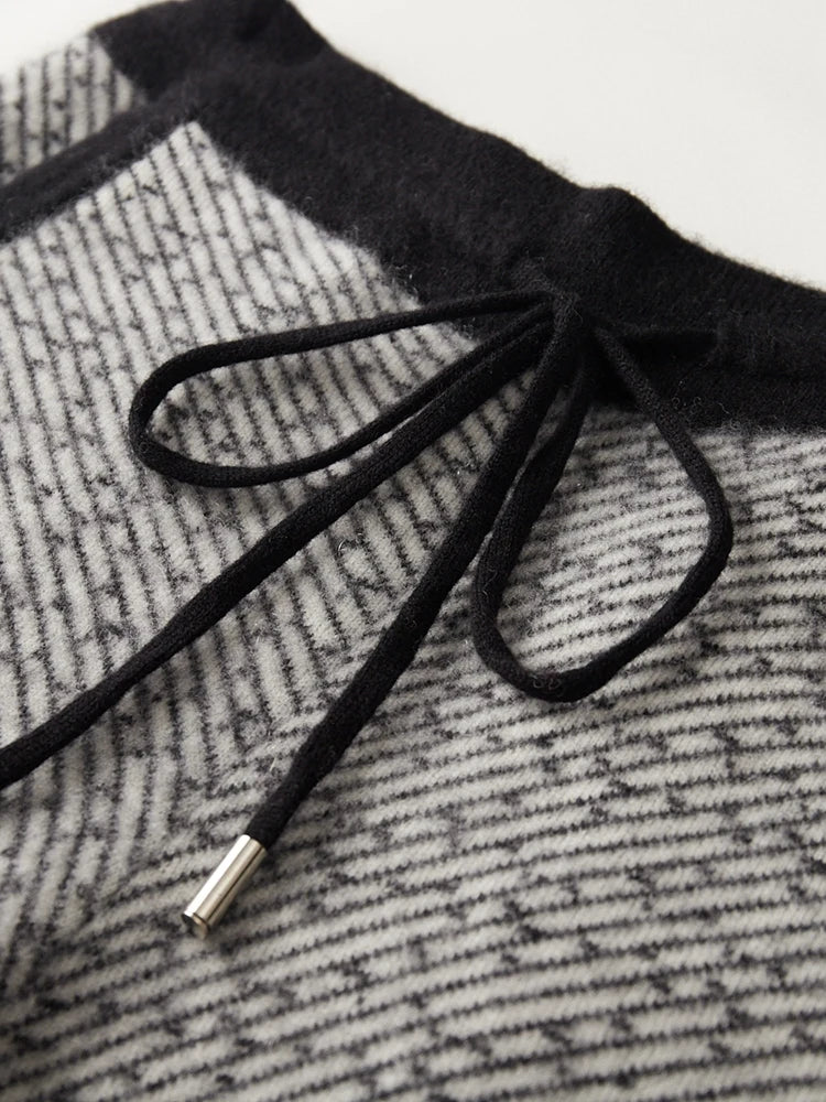 Soft 100% Merino Wool Straight-leg Pants For Men Jacquard Warm Knitted Pants Autumn Winter Thick Bottom Wear