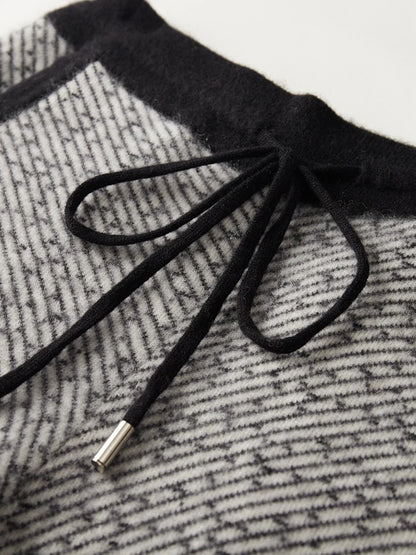 Soft 100% Merino Wool Straight-leg Pants For Men Jacquard Warm Knitted Pants Autumn Winter Thick Bottom Wear