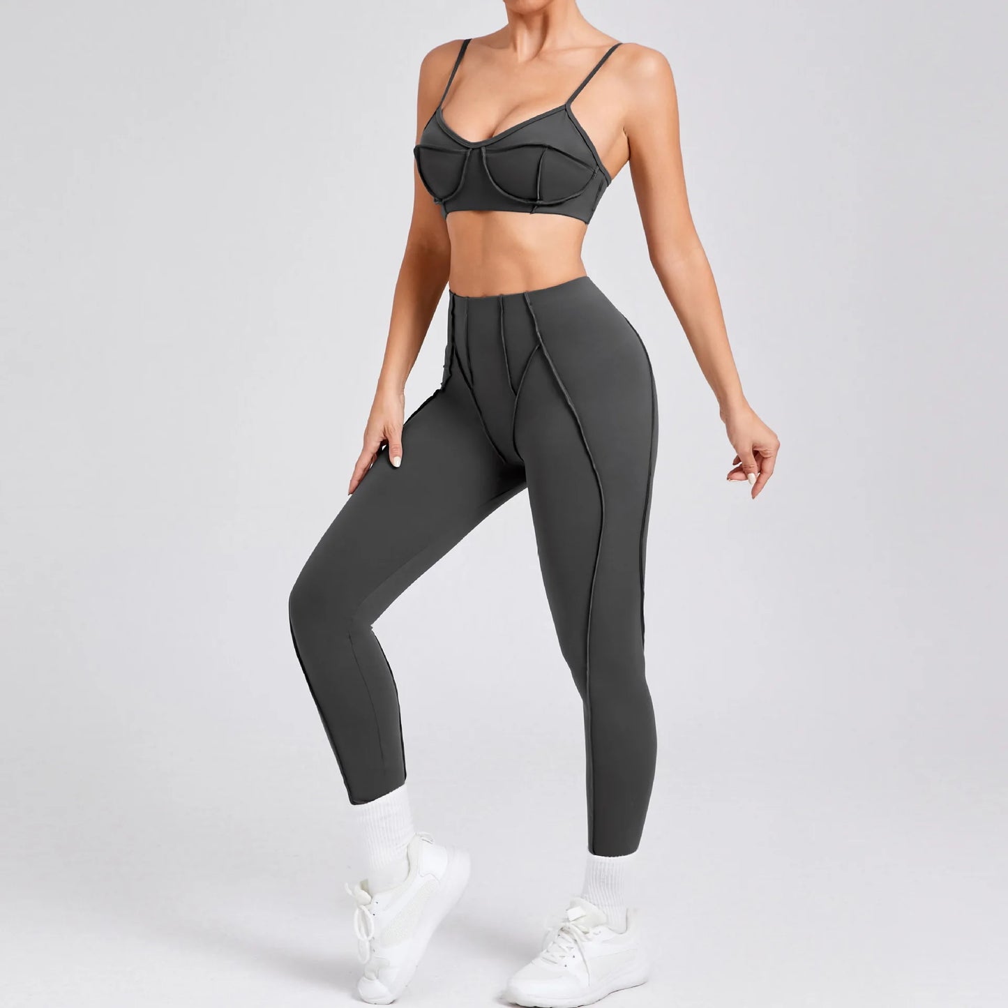 Hearuisavy 2025 New Style 2Pcs Sports Suit Women Workout Bra Suit Running Gym High Waist Legging Quick Dry Tight Yoga Clothing