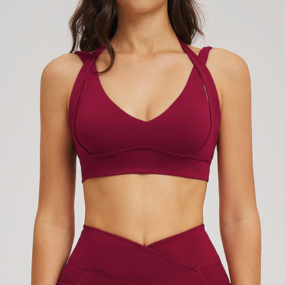 Solid Color Yoga Bra Women Sexy Gym Workout Crop Top Shockproof Sports Underwear Female Beautiful Back Sports Bra Fitness Top