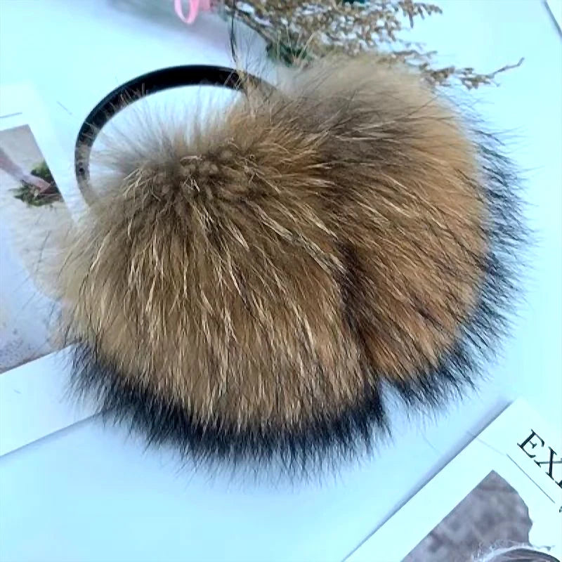 New Arrival Women 100% Real Fox Fur Ear Cover Plush Genuine Fox Fur Earmuff Winter Lady Big Pompoms Fox Fur Fluffy Earmuffs Warm