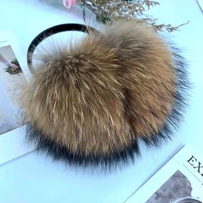 New Arrival Women 100% Real Fox Fur Ear Cover Plush Genuine Fox Fur Earmuff Winter Lady Big Pompoms Fox Fur Fluffy Earmuffs Warm