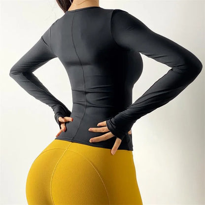 Cloud Hide SEXY Zipper Sports Jacket for Women Long Sleeve Black Yoga Shirt Gym Fitness Coat Running Autumn Winter Workout Top