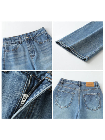 CHIC VEN Women Jeans Blue Loose Casual Solid New Retro Cotton Wide Leg Denim Pants Female Trousers Spring Autumn 2025