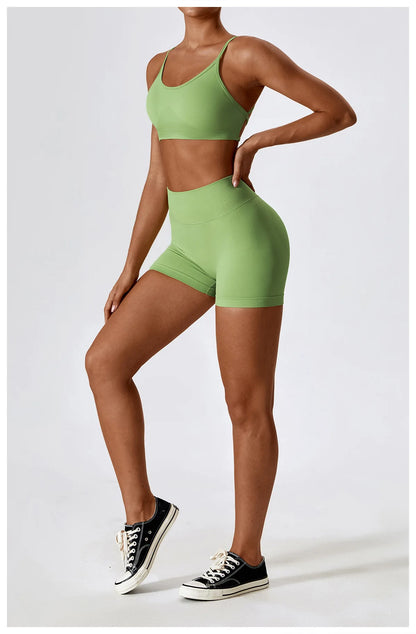 Seamless Yoga Set Gym Suits With Shorts Crop Top Sexy Bra Women's Pants 2 Pieces Set Running Workout Outfit Fitness Clothing