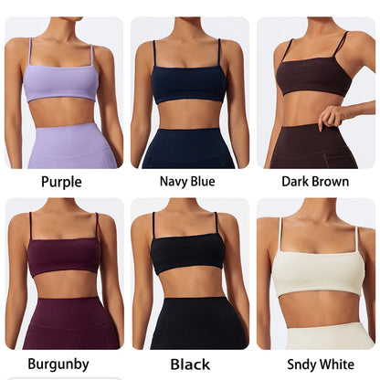 Summer Sling Yoga Bra Women Gym Workout Push Up Brassiere Female Outdoors Sports Underwear Women Fitness Shockproof Crop Top