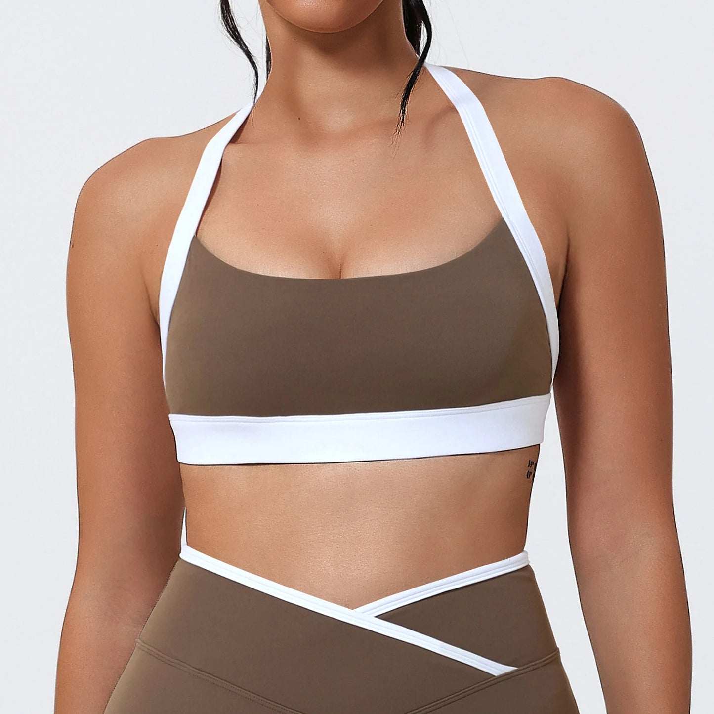 Ctenkevet Women's Color Clash Crop Top Quick-Dry Gym Bra Female Sleeveless Backless Sports Underwear for Outdoor Running CropTop
