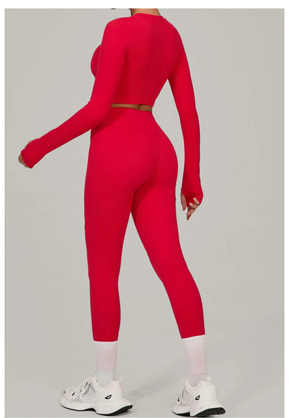 SWELTERING Yoga Suit Women Tracksuit 2PCS Sports Set Fitness Set Quick-Drying Gym Set Running Workout Long Sleeve Yoga Clothing
