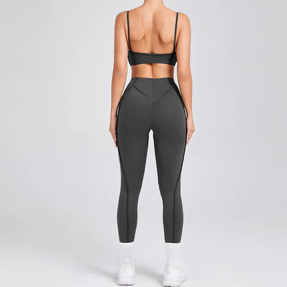 Hearuisavy 2025 New Style 2Pcs Sports Suit Women Workout Bra Suit Running Gym High Waist Legging Quick Dry Tight Yoga Clothing