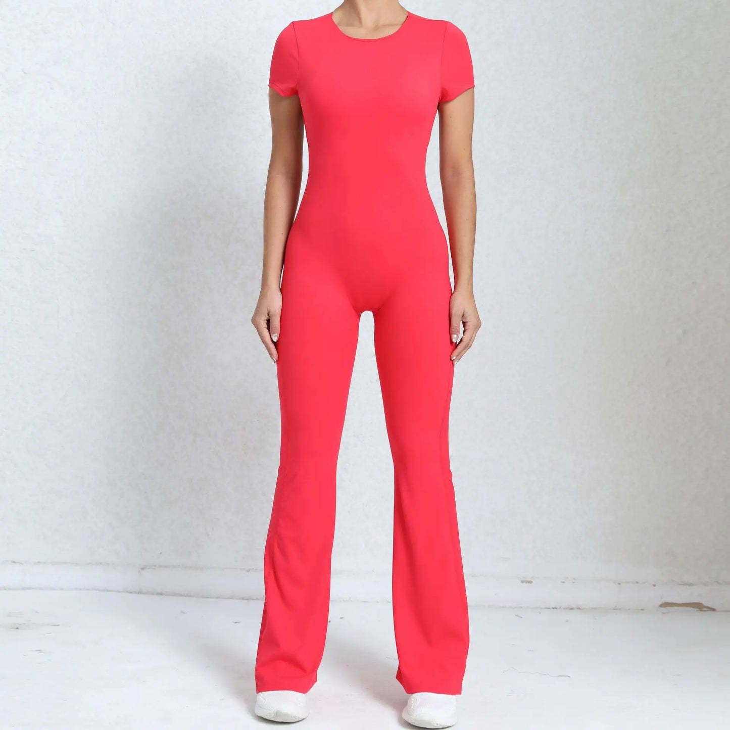 Women's Tracksuit Yoga Set Backless Jumpsuits Back V One Piece Fitness Rompers Short Sleeves Sportswear Gym Set Workout Clothes