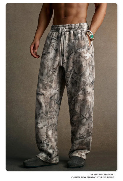 Custom LOGO men's new 340G heavy autumn and winter American camouflage fleece hooded sweatshirt jacket shorts set