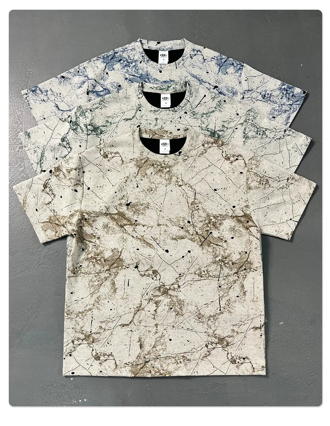 Custom LOGO Men's Women's 200G Rendering Hanmei Blended Burnt Flower Cotton Polyester Short Sleeve T-Shirt Casual Couple Top