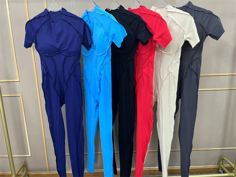 TRY TO BN Sport Jumpsuit Short Sleeves Backless Fitness Yoga Pant Workout Bodysuit One Piece Sportswear Tights Women Gym Clothes