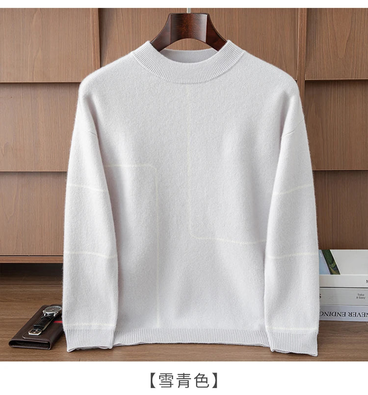 Men's Thick 100% Cashmere Sweater O-neck Long Sleeve Pullover Autumn Winter Soft Warm Cashmere Knitwear Smart Casual Jumper Tops