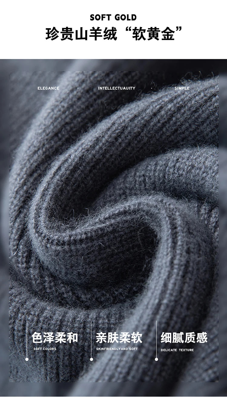 100% Cashmere Polo Sweater Autumn Winter Basic Smart Casual Long Sleeve Men's Pullover Cashmere Knitwear Soft Comfy Clothing Top
